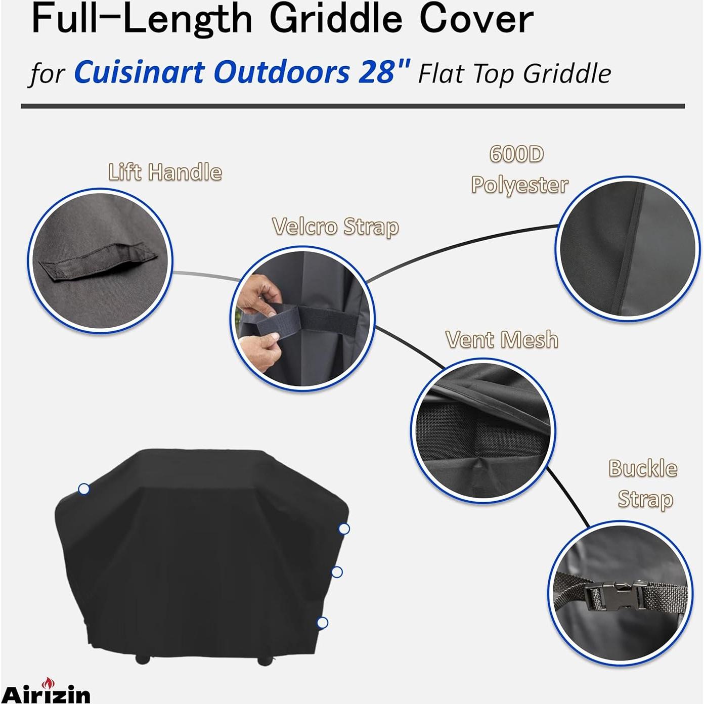 Cubierta para Parrilla Cuisinart 28" Griddler 600D Negra