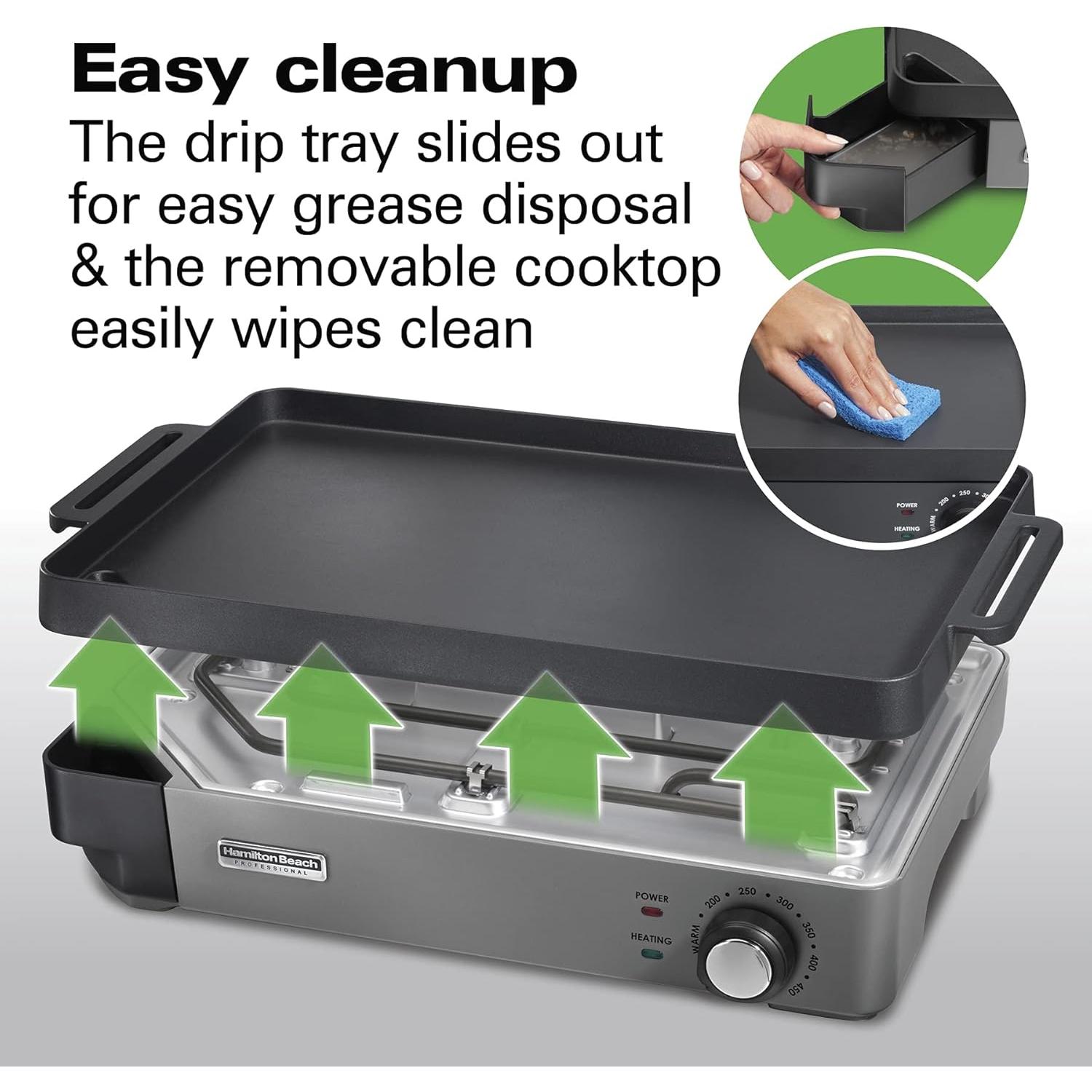 Parrilla Eléctrica de Hierro Fundido Hamilton Beach 10"x16"