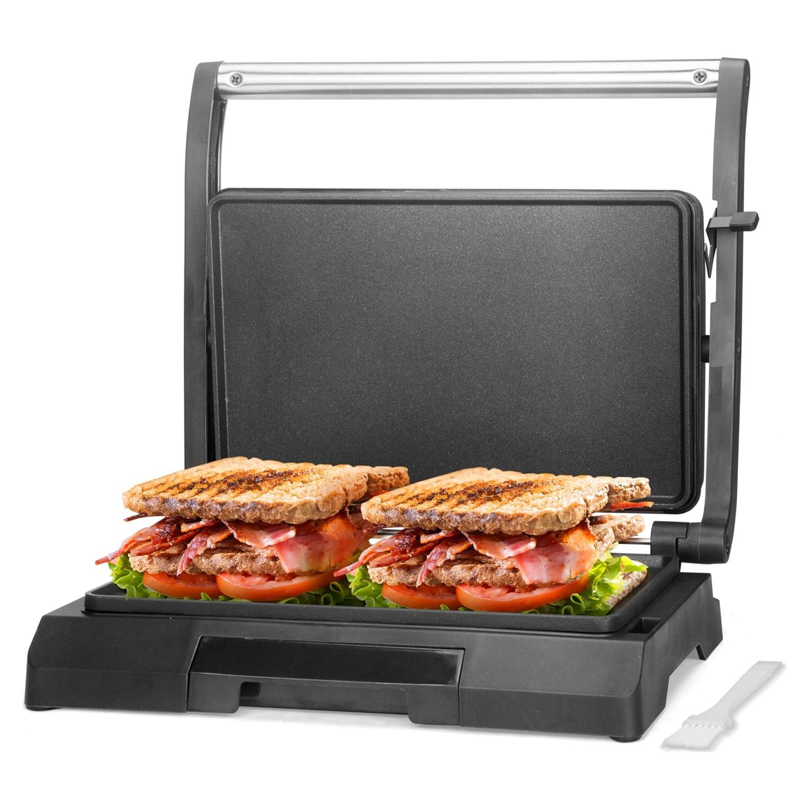 Mini Prensa Panini Eléctrica Baker's Friend 800W Acero Inoxidable