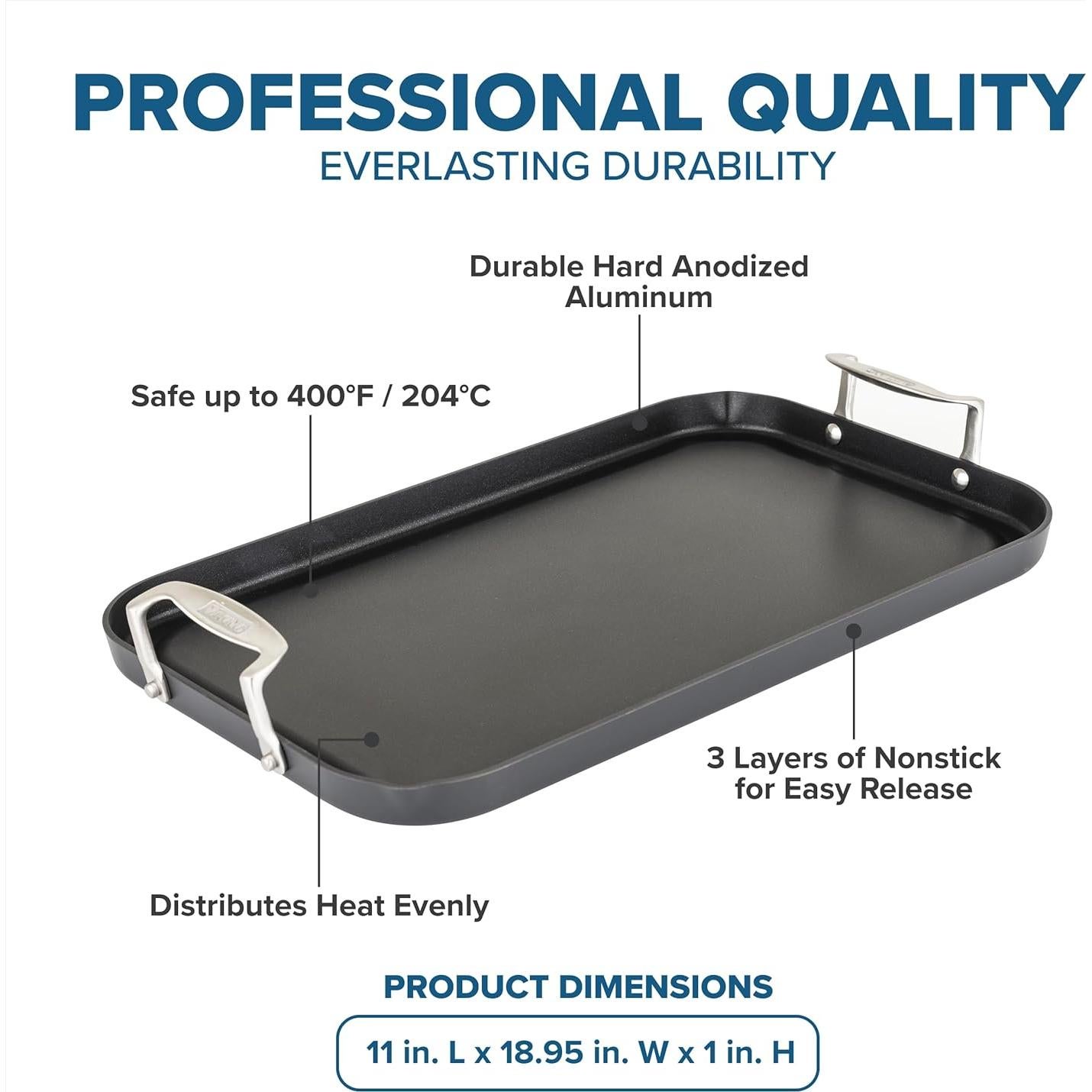 Sartén Doble Quemador Antiadherente Viking 48.3x27.9cm