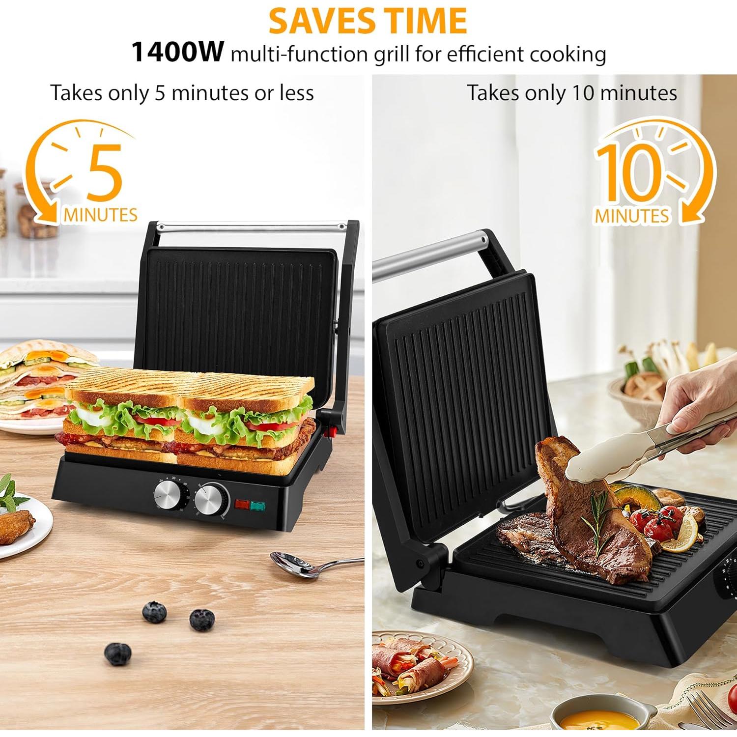 Prensa para Sándwich SUSTEAS SLG5019 1400W Ajustable 0-200°C