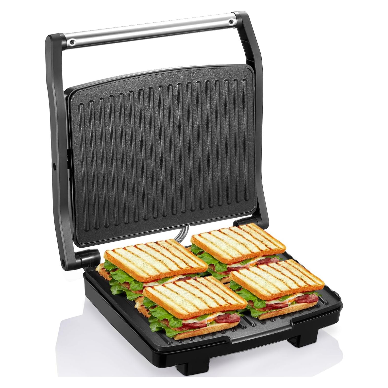 Prensa Panini Yabano 1200W Acero Inoxidable Antiadherente