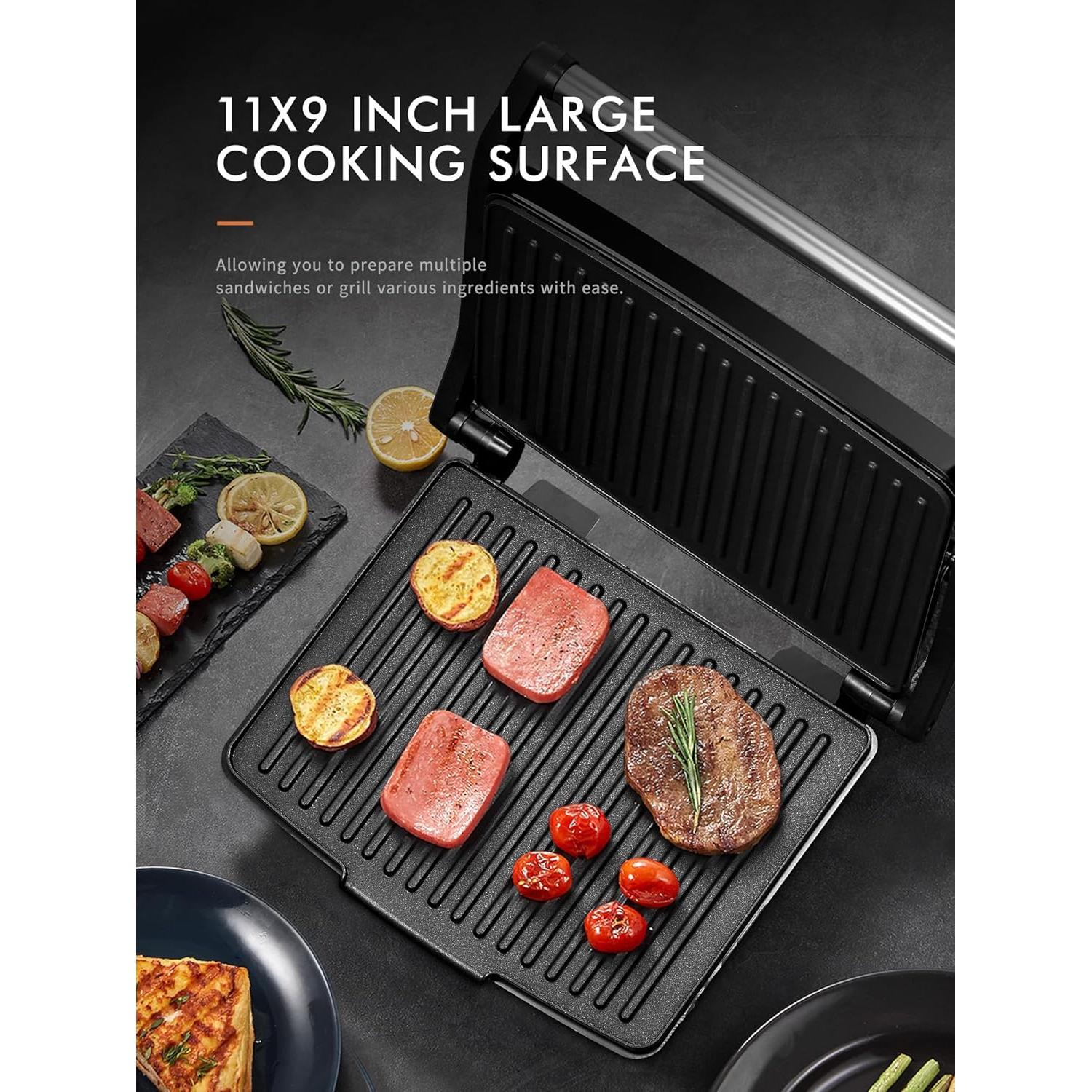 Prensa Panini Yabano 1200W Acero Inoxidable Antiadherente