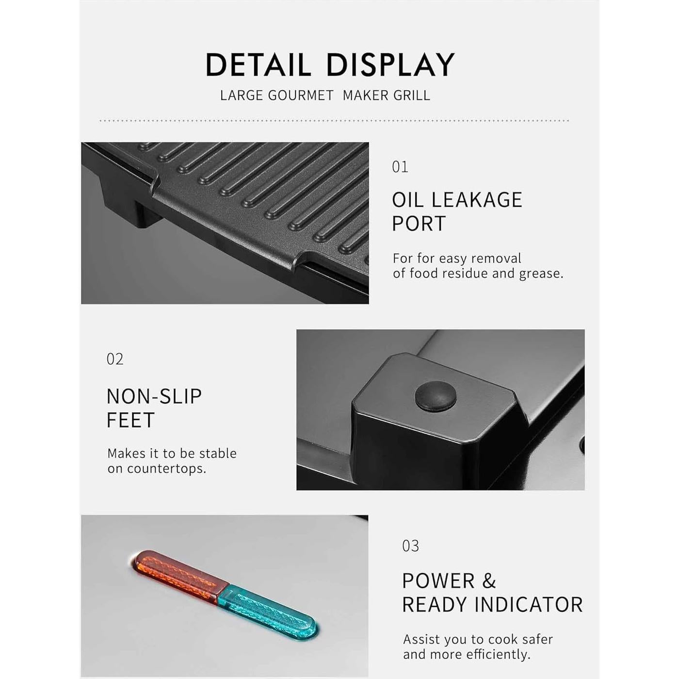 Prensa Panini Yabano 1200W Acero Inoxidable Antiadherente