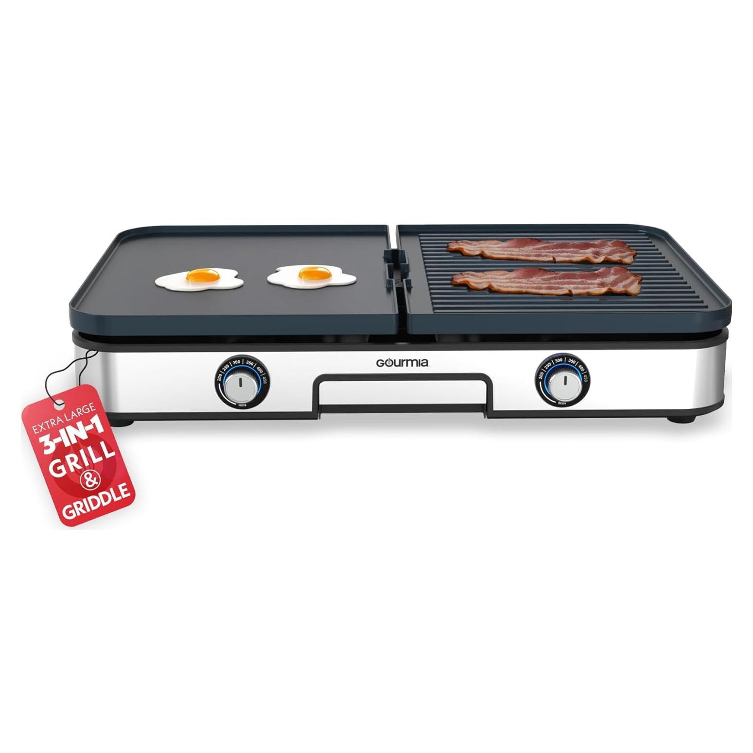 Parrilla y Plancha Eléctrica Gourmia GEG1430 3 en 1 XL