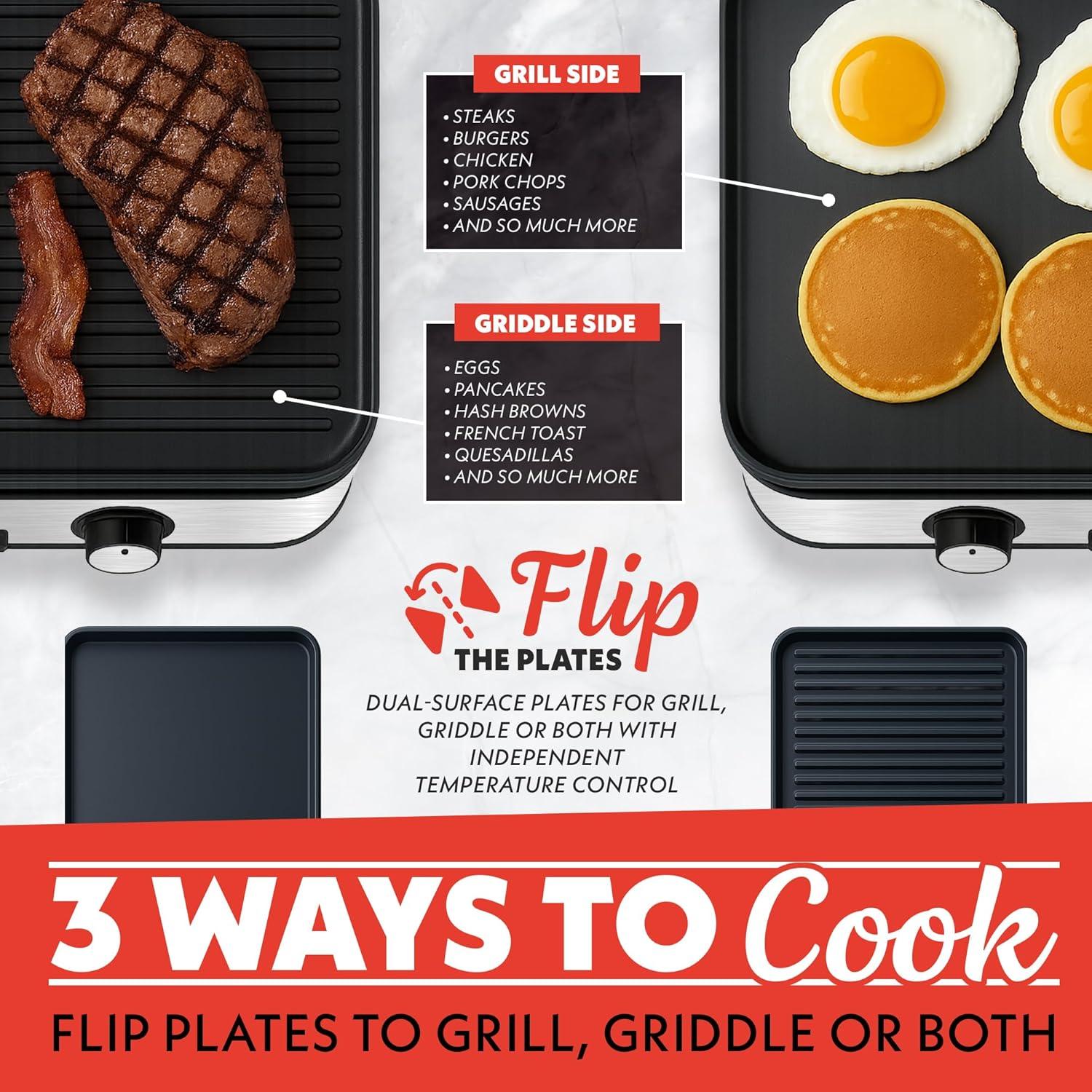 Parrilla y Plancha Eléctrica Gourmia GEG1430 3 en 1 XL