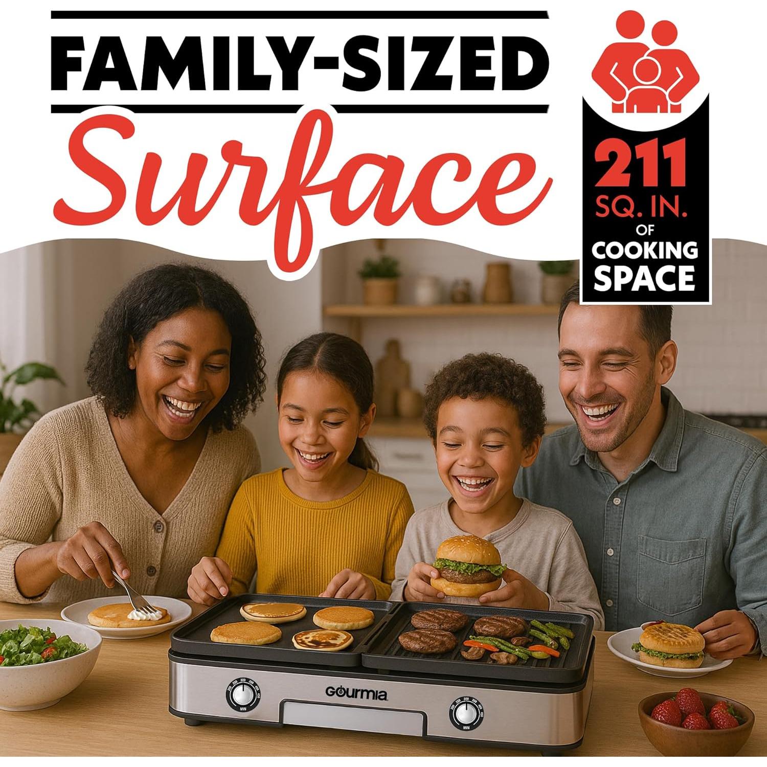 Parrilla y Plancha Eléctrica Gourmia GEG1430 3 en 1 XL