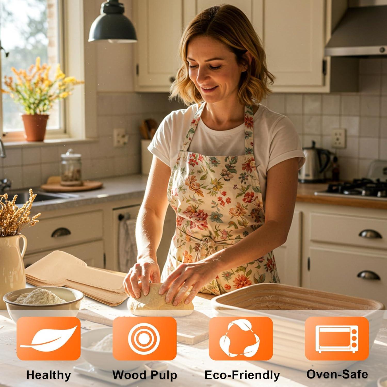 Papel de Horno Marspark 100 Pcs Ovalado con Mango Largo