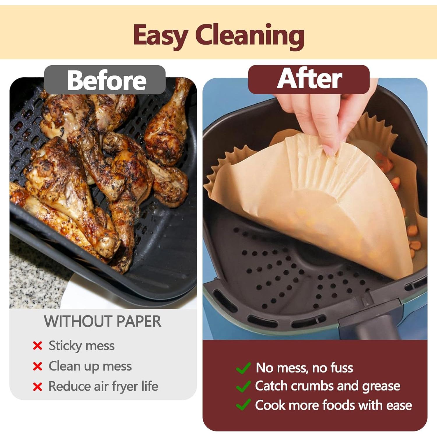 Forros desechables para freidora de aire EKACO 125PCS 20.32cm