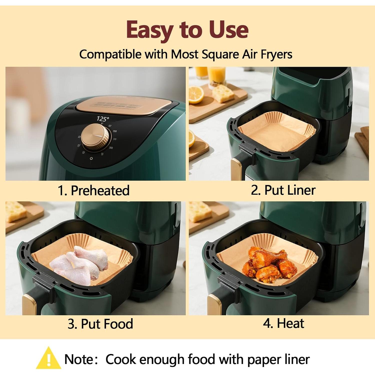 Forros desechables para freidora de aire EKACO 125PCS 20.32cm