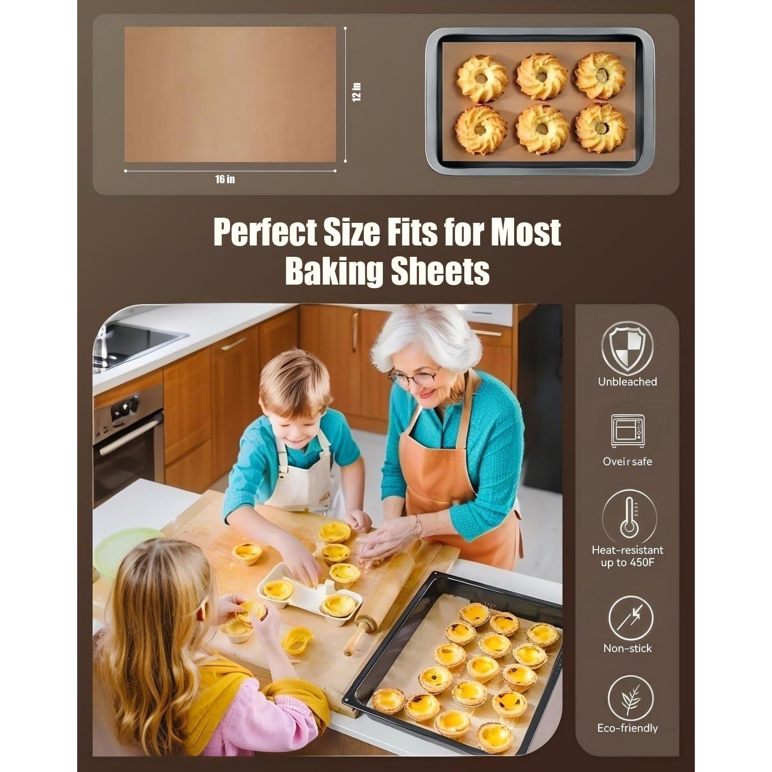 Papel para Hornear VEADOOLLY 300 Hojas 30.5x40.6 cm Anti-adherente