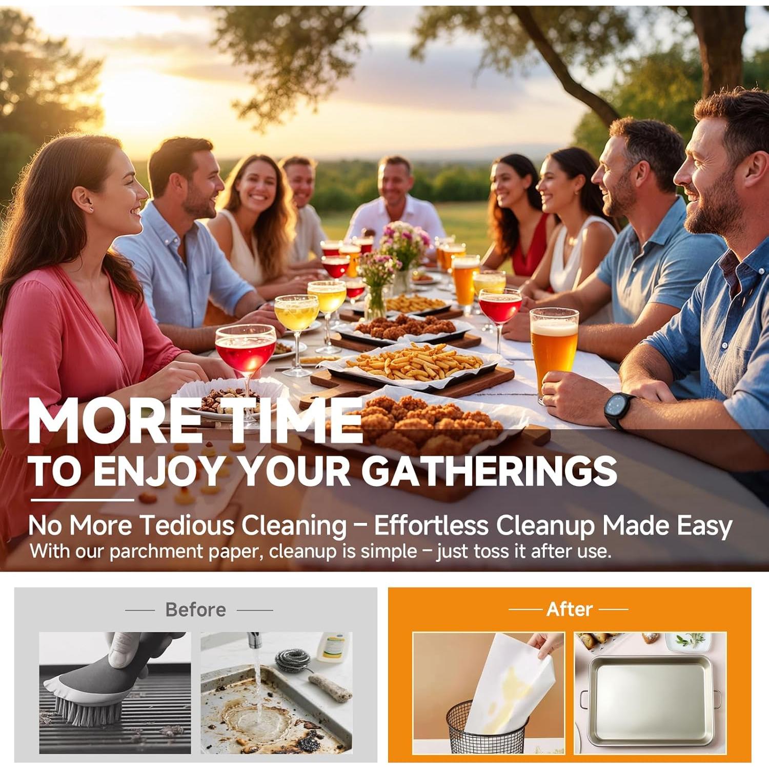 210 Hojas de Papel Pergamino LUYROOES 30.4x40.6 cm Anti-Adherente