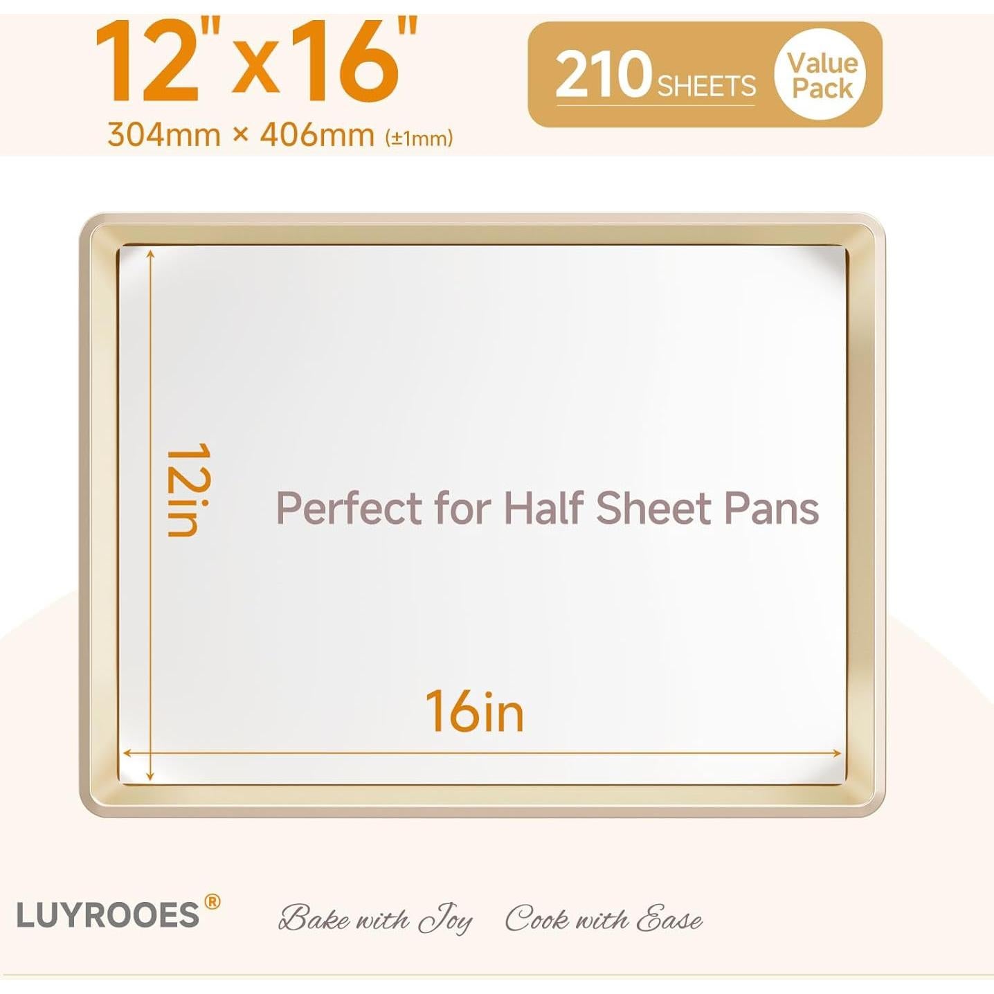 210 Hojas de Papel Pergamino LUYROOES 30.4x40.6 cm Anti-Adherente