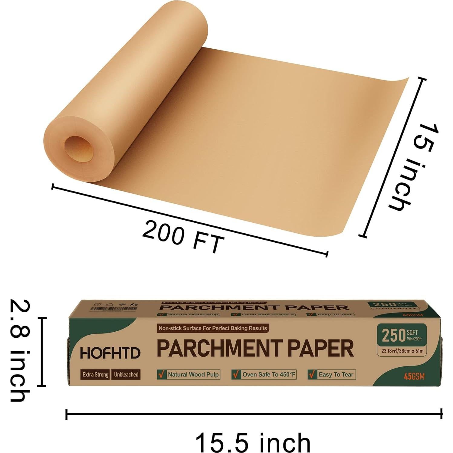Papel Pergamino para Hornear HOFHTD 38.1 cm x 609.6 cm