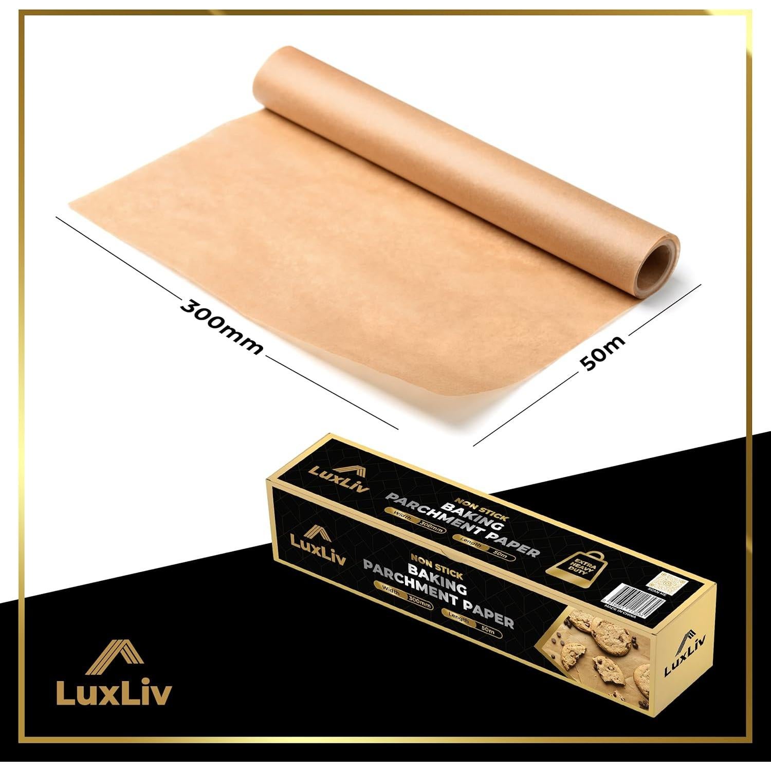 Papel Pergamino LuxLiv 30cm x 50m Antiadherente Marrón