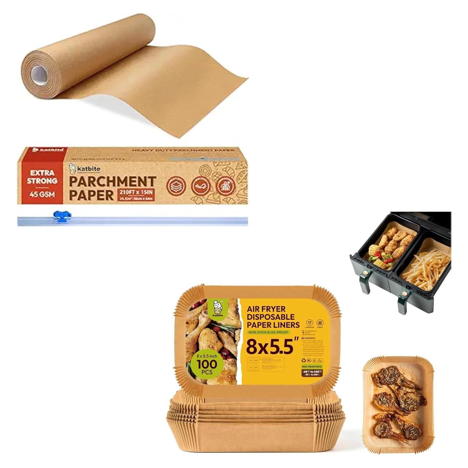 Papel de Pergamino Sin Blanquear Katbite 38.1 cm x 64 m + 100 Forros 20.3x14 cm