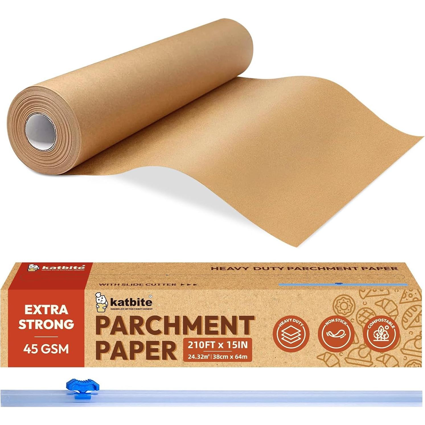 Papel de Pergamino Sin Blanquear Katbite 38.1 cm x 64 m + 100 Forros 20.3x14 cm