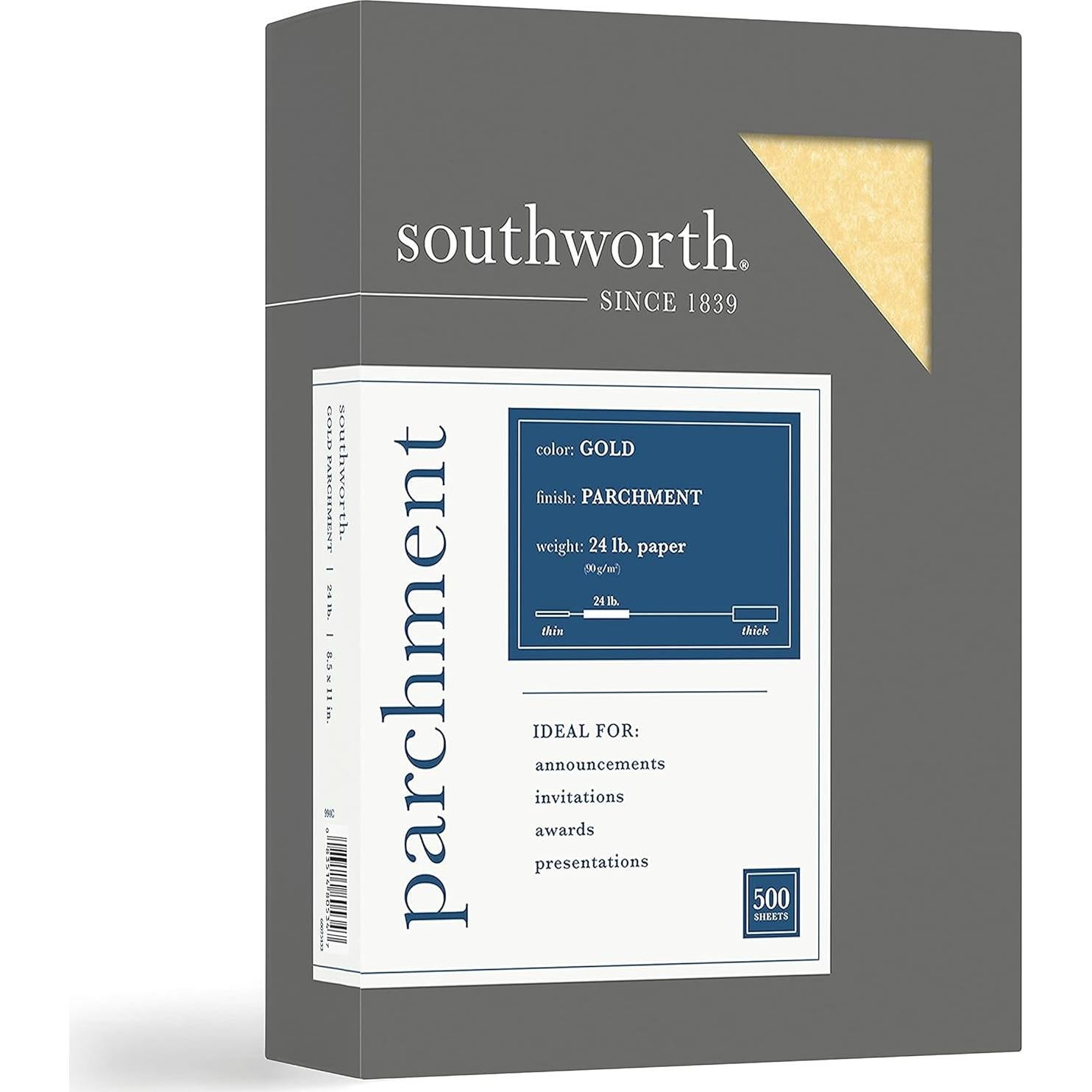 Papel Parchment Southworth 994C Dorado 21.6x27.9cm 500 Hojas