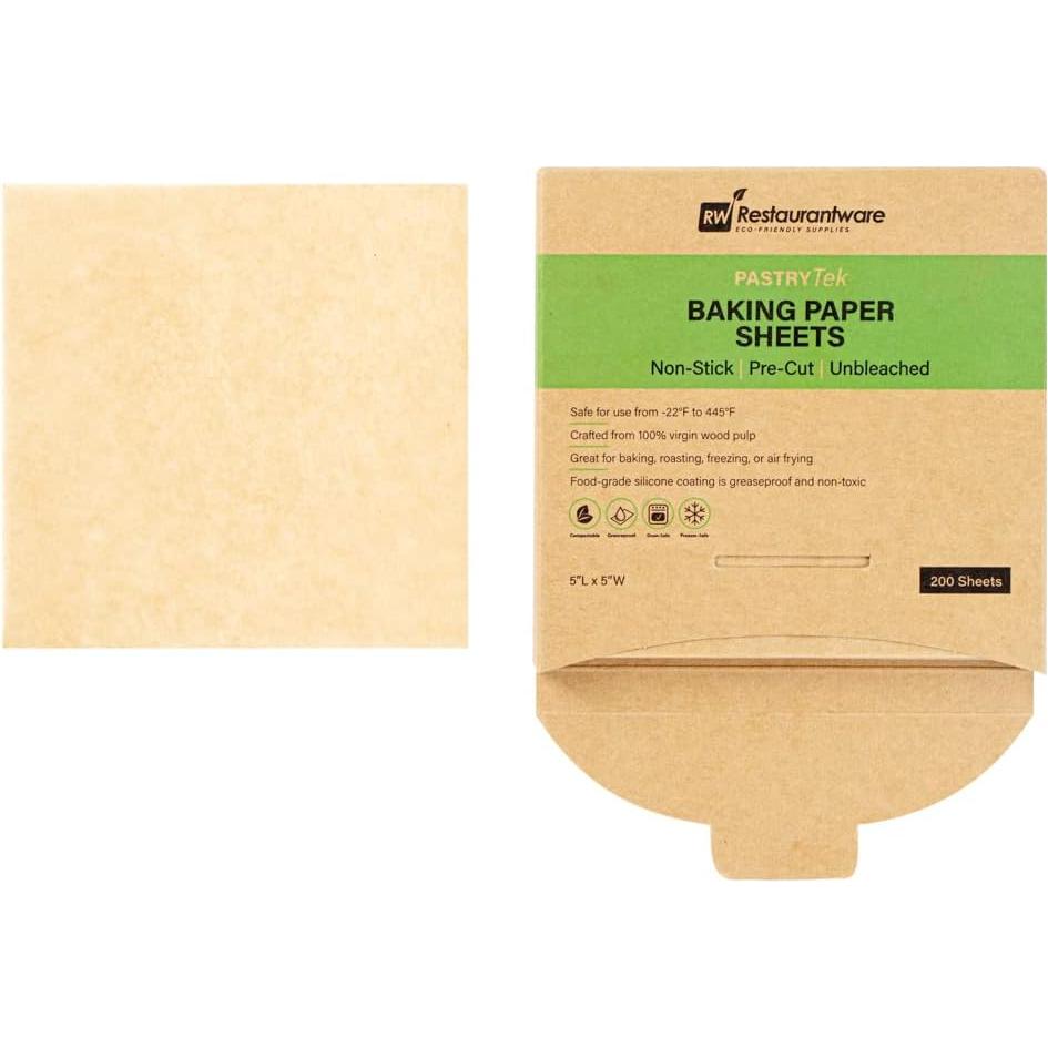 Hojas de papel pergamino Restaurantware 5x5" 200 unidades sin blanquear