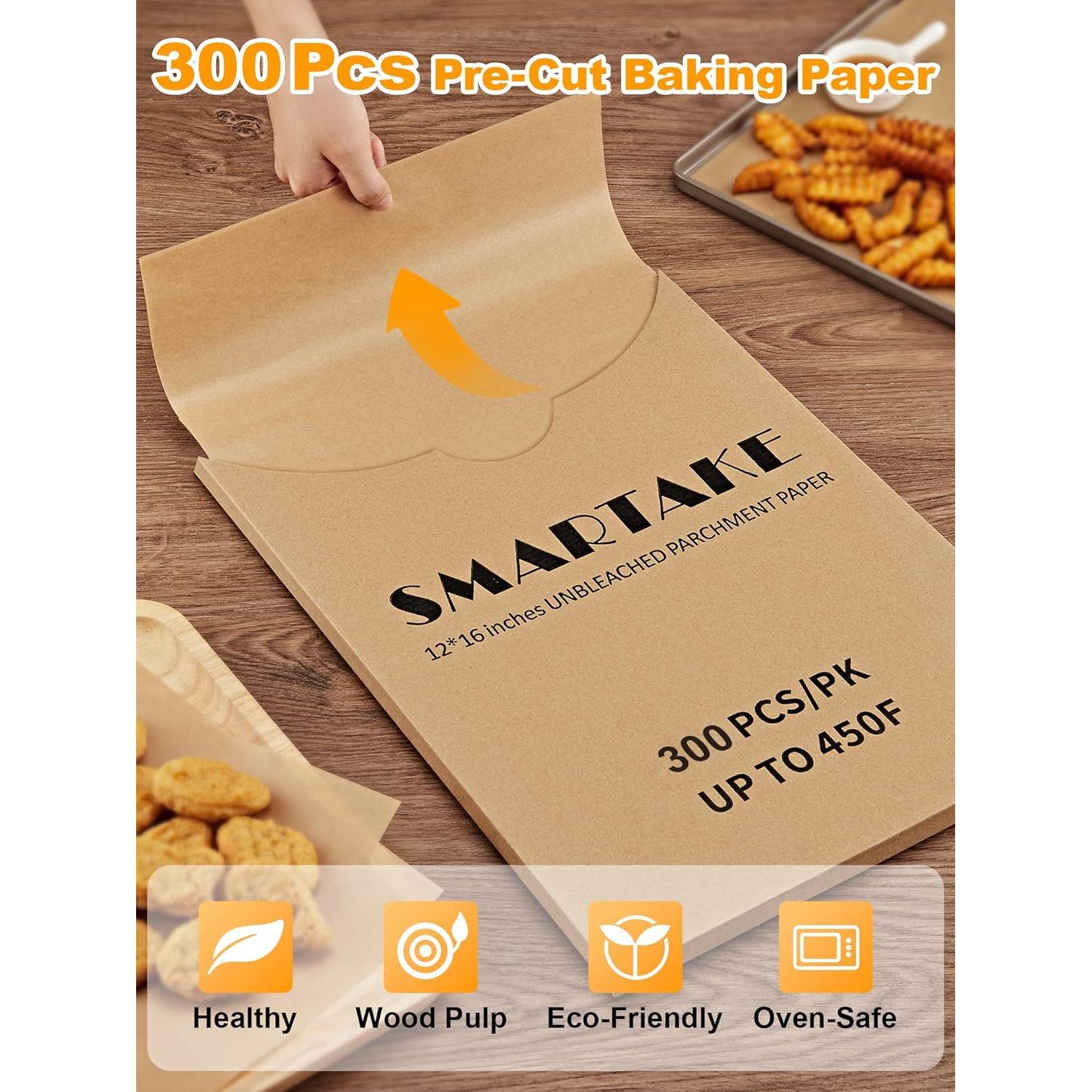 SMARTAKE 300 Hojas de Papel Pergamino 30x40 cm Anti-adherente