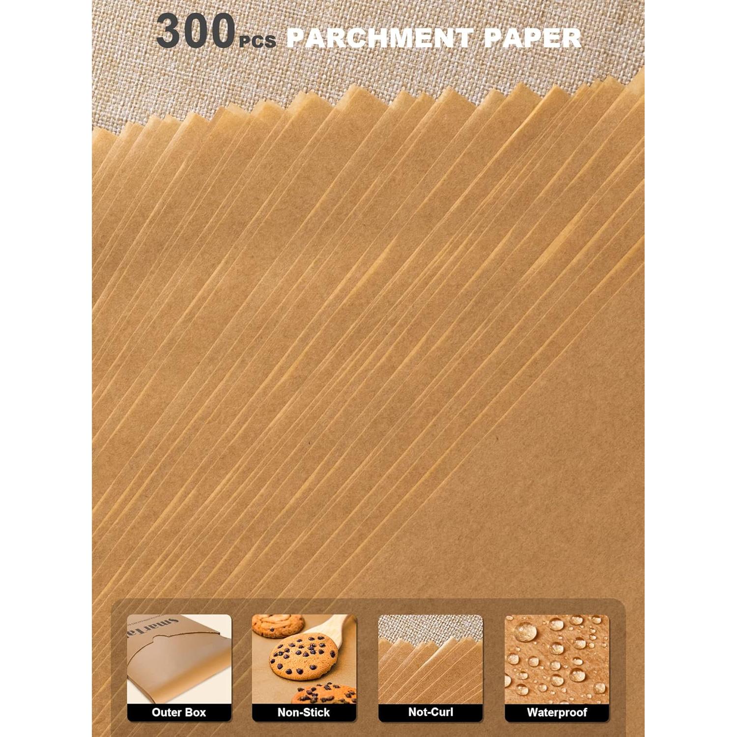 SMARTAKE 300 Hojas de Papel Pergamino 30x40 cm Anti-adherente