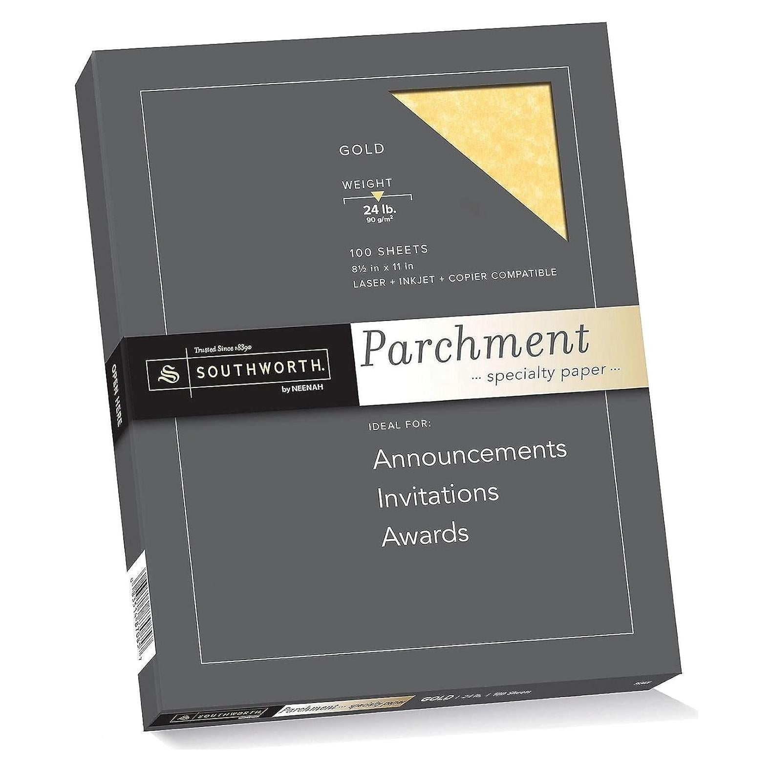 Papel Especial Parchment Southworth Dorado 21.6x27.9 cm 100 Hojas