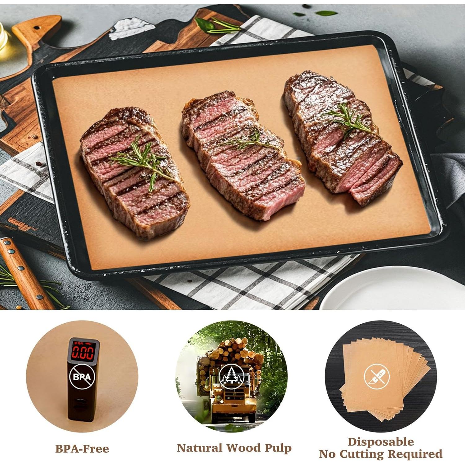 120 Hojas Papel Pergamino KAWENDE 22.86x33.02 cm para Freidora