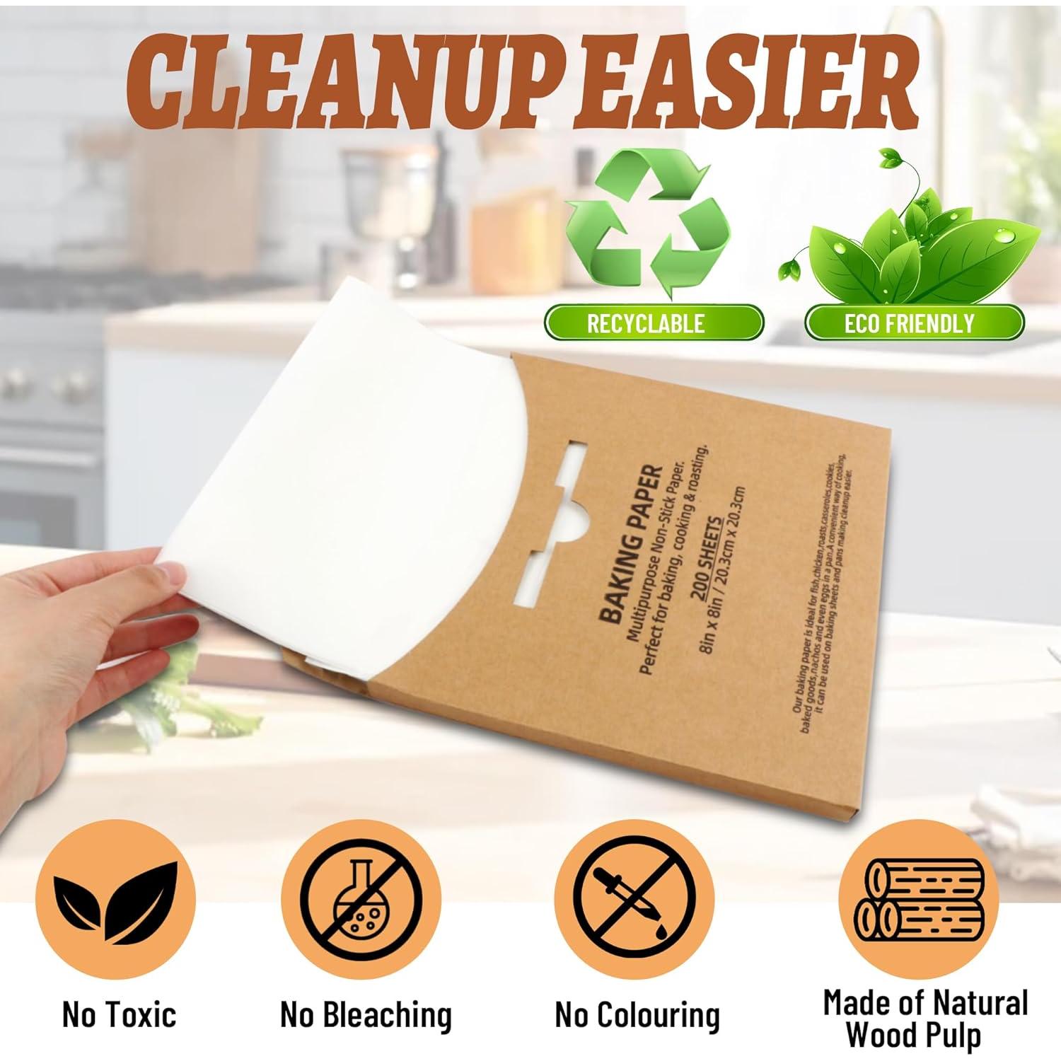 200 Hojas de Papel Pergamino Tikxlafe 20x20cm Anti-adherente