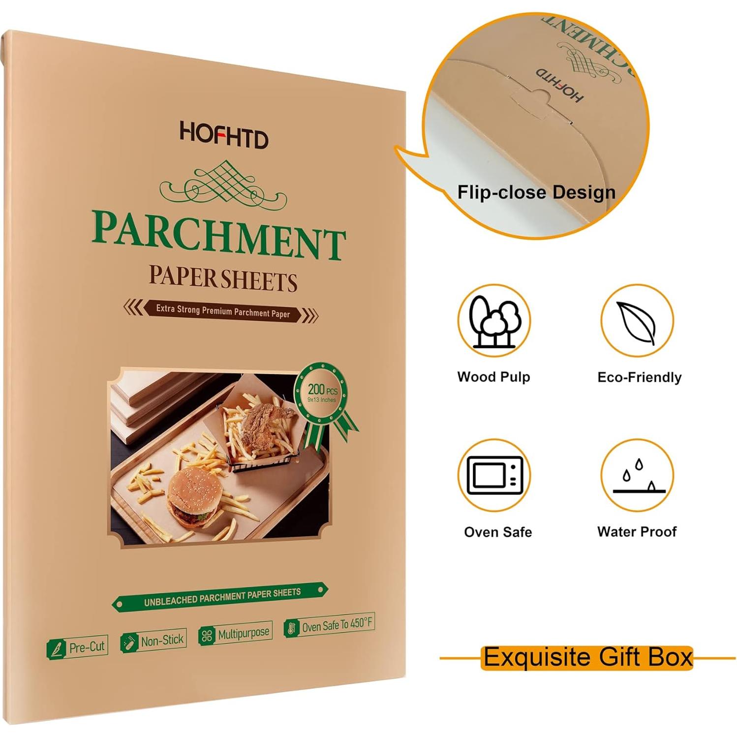 200 Hojas de Papel Pergamino Pre-cortado 23x33cm HOFHTD