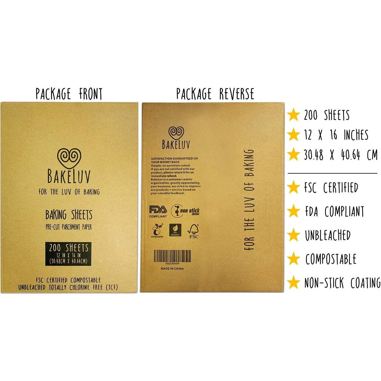 Papel Pergamino Pre-cortado BAKELUV 30.48x40.64 cm 200 Pcs