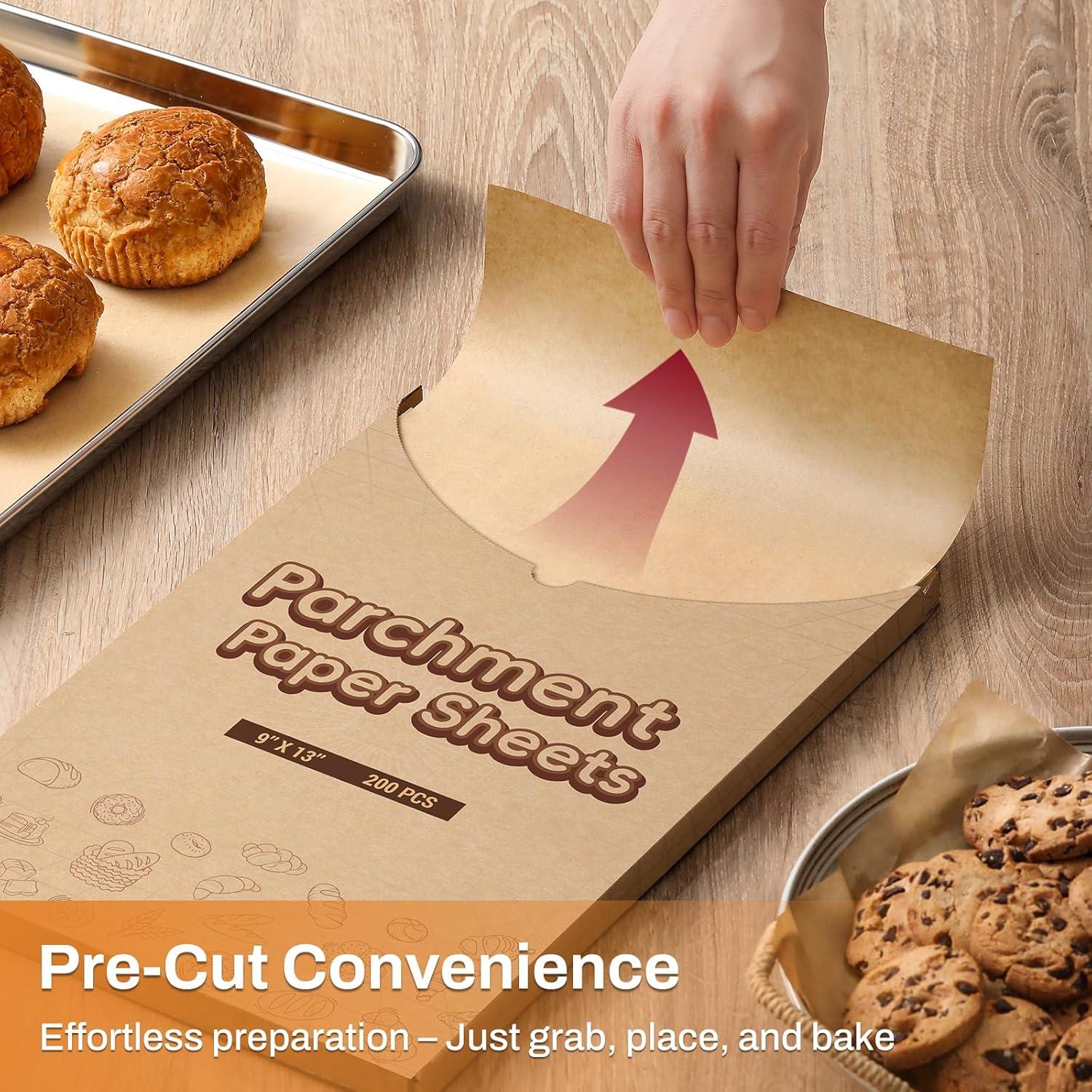 200 Hojas de Papel Pergamino Antiadherente AOZITA 23x33 cm