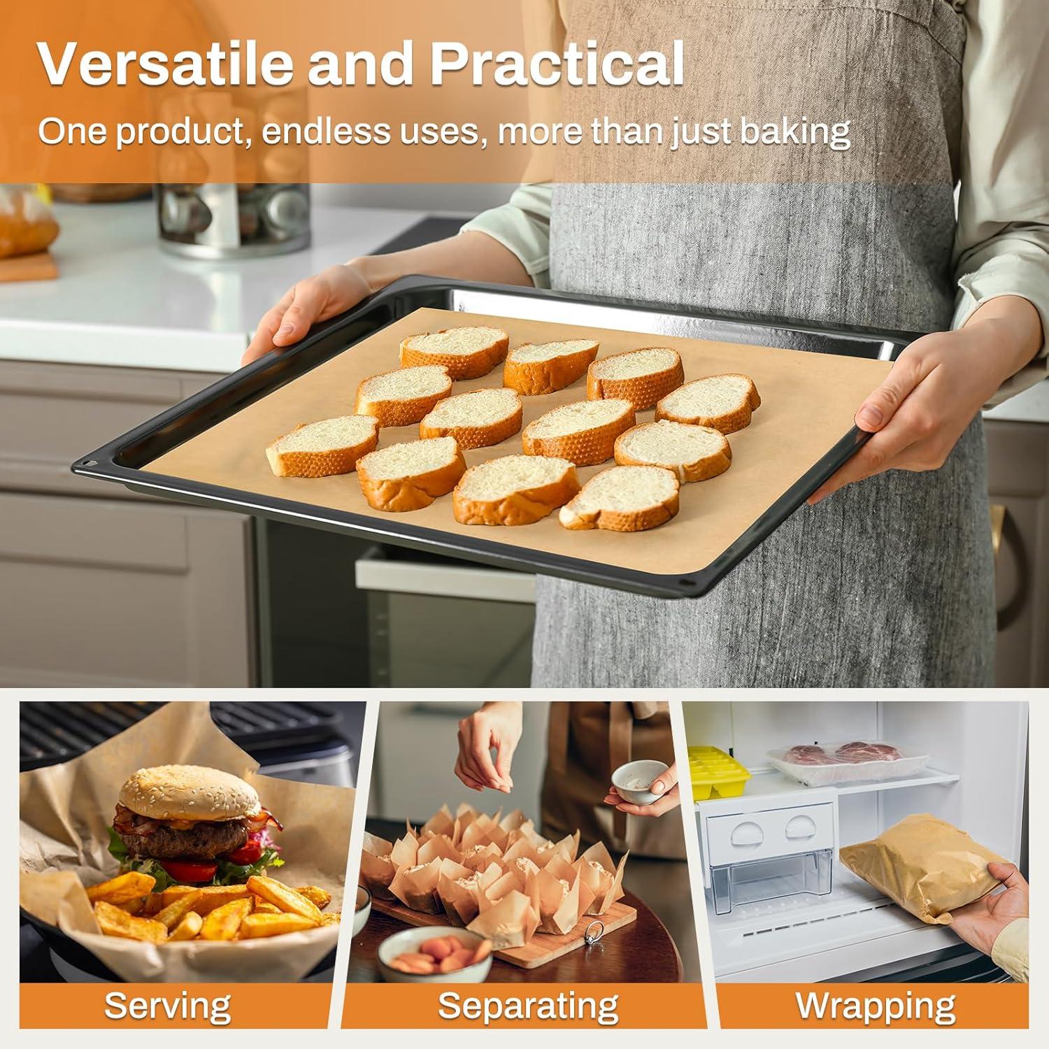 200 Hojas de Papel Pergamino Antiadherente AOZITA 23x33 cm