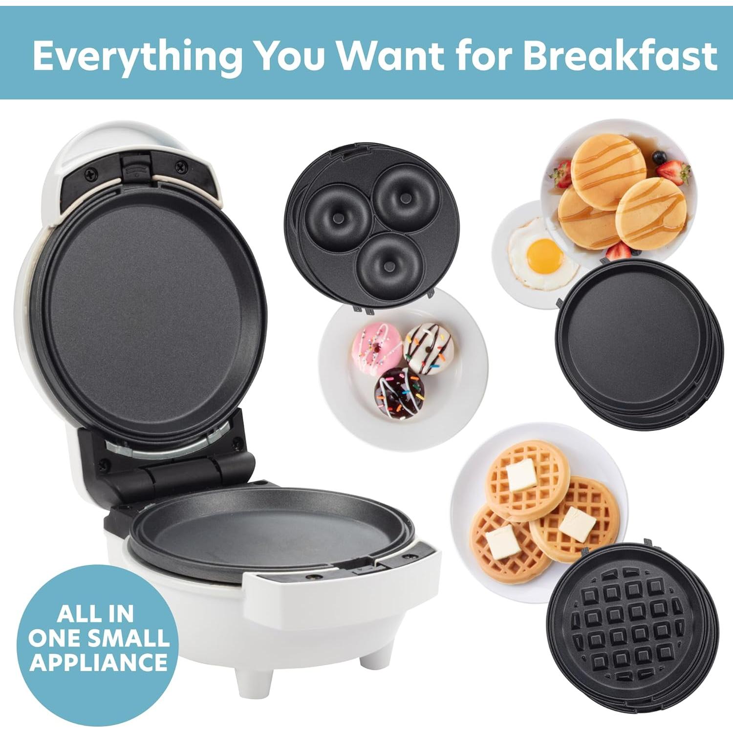 Maker de Desayuno Mini 3 en 1 CucinaPro - Waffles, Donas, Huevos