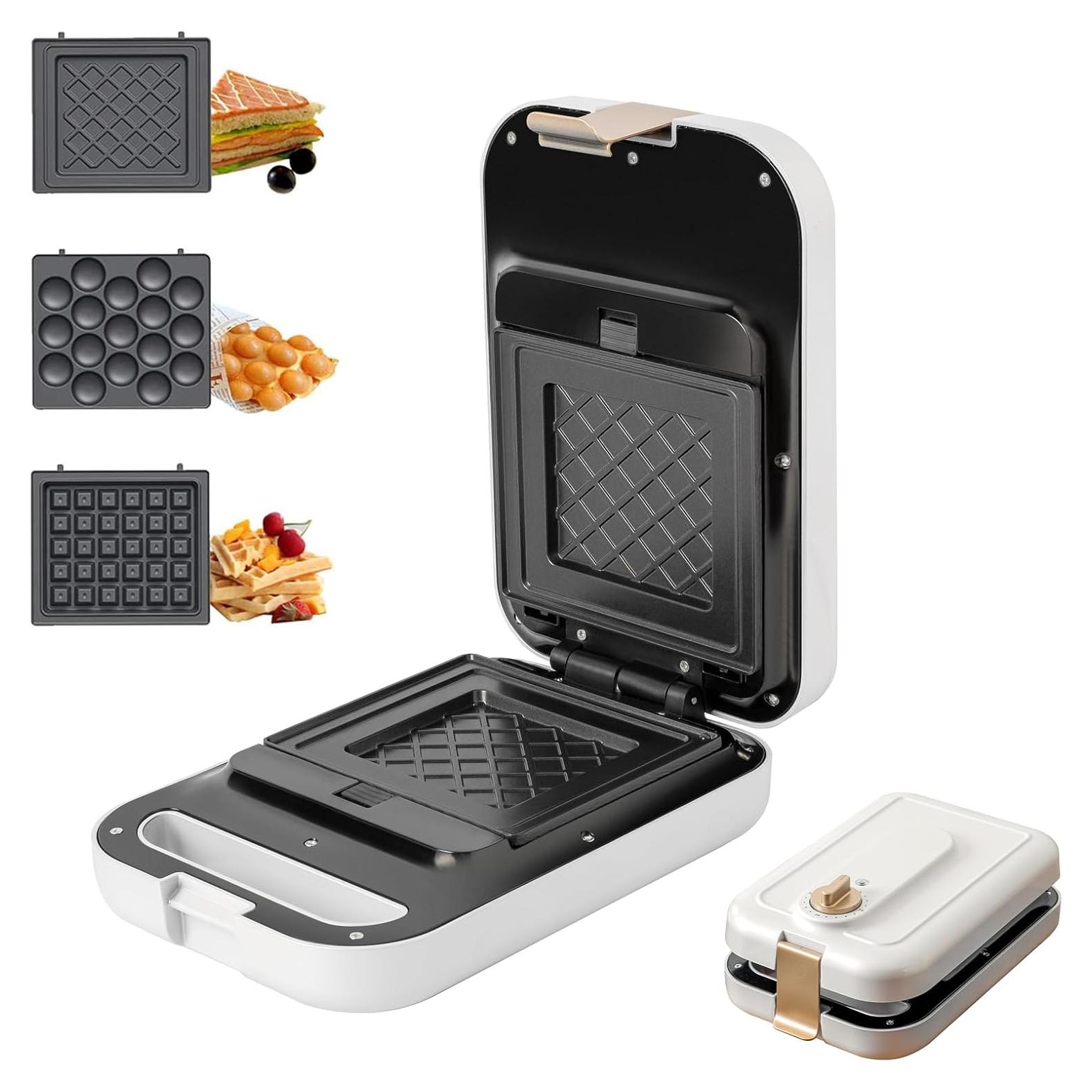Sandwich Maker GeBogy 3 en 1 600W Placas Antiadherentes