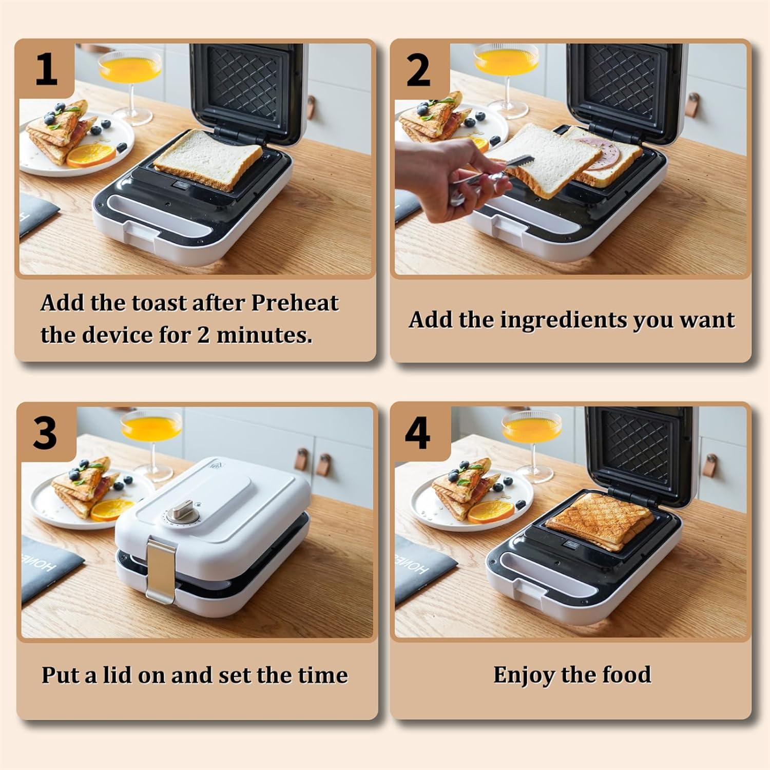 Sandwich Maker GeBogy 3 en 1 600W Placas Antiadherentes