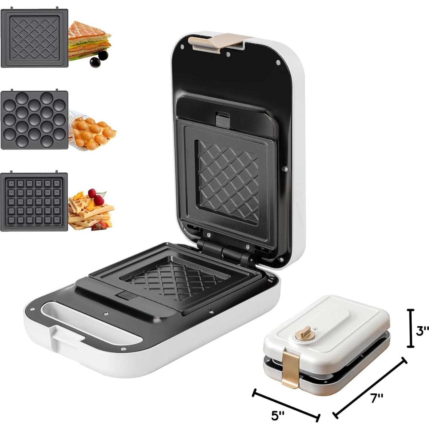 Sandwich Maker GeBogy 3 en 1 600W Placas Antiadherentes
