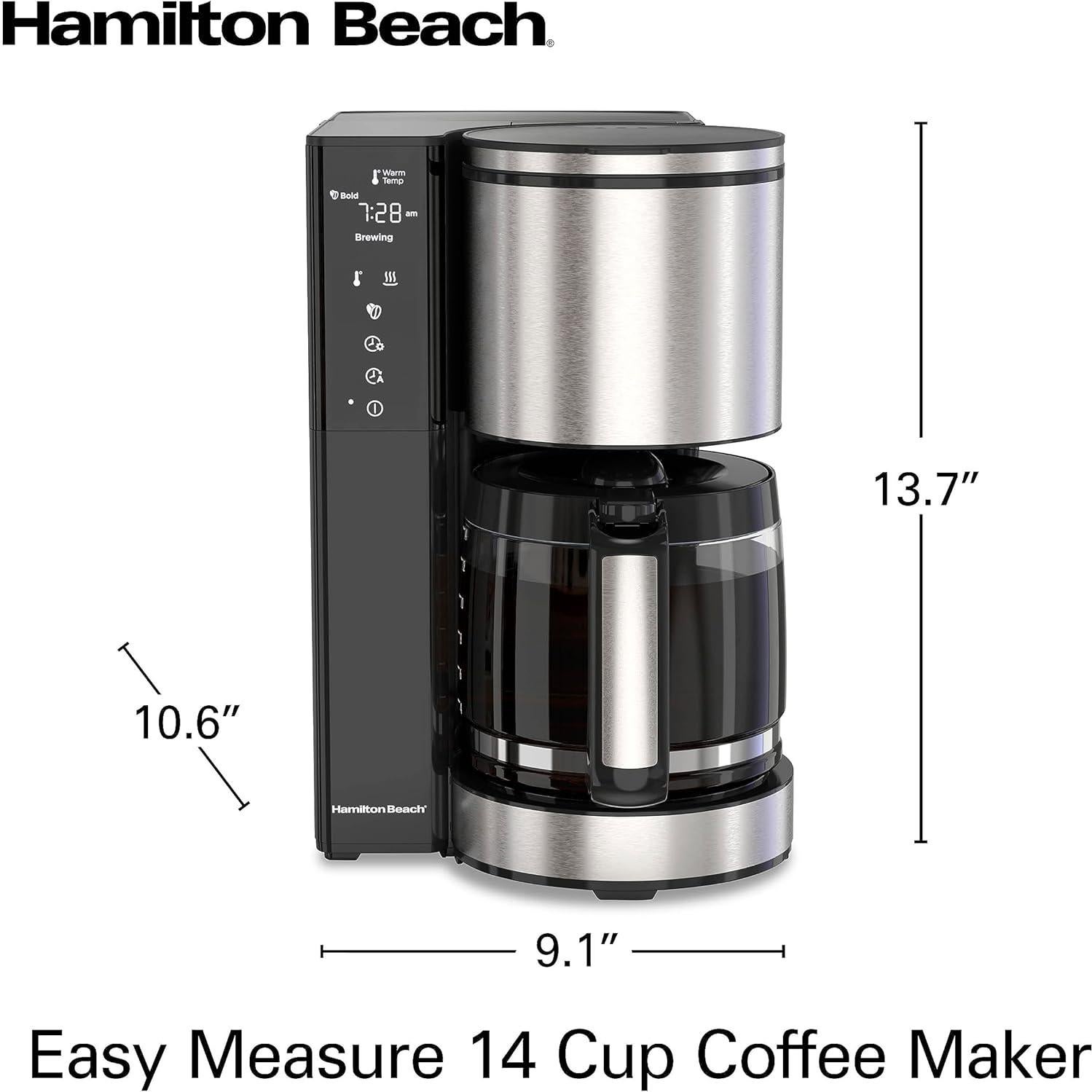 Cafetera Programable Hamilton Beach 14 Tazas 2.07L Negra