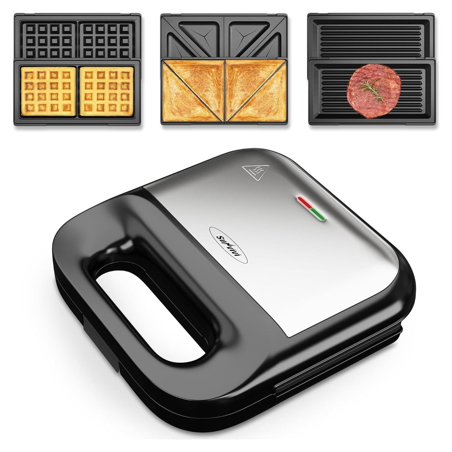 Hacedor de Sándwiches 3 en 1 SUNVIVIPRO 750W Antiadherente