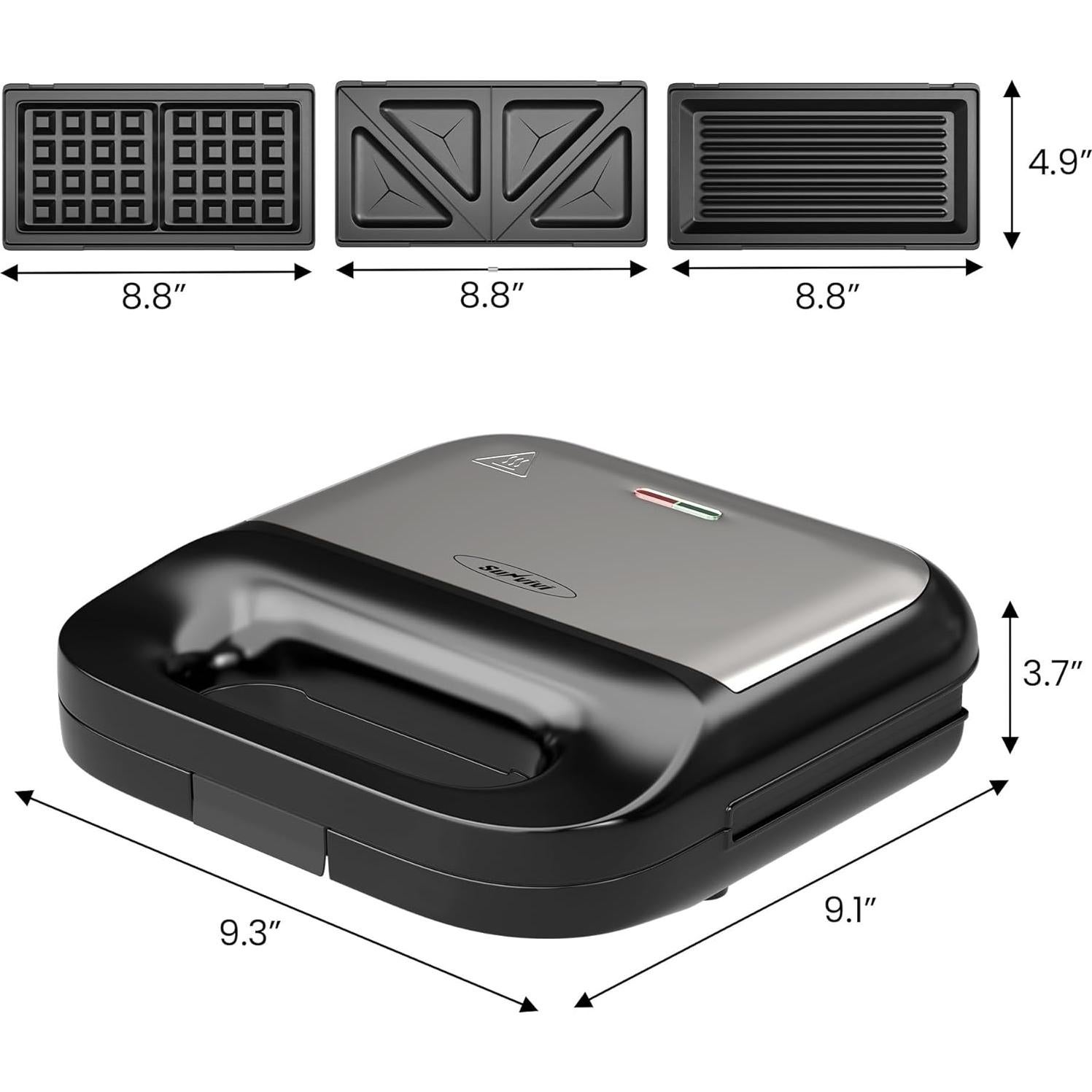 Hacedor de Sándwiches 3 en 1 SUNVIVIPRO 750W Antiadherente