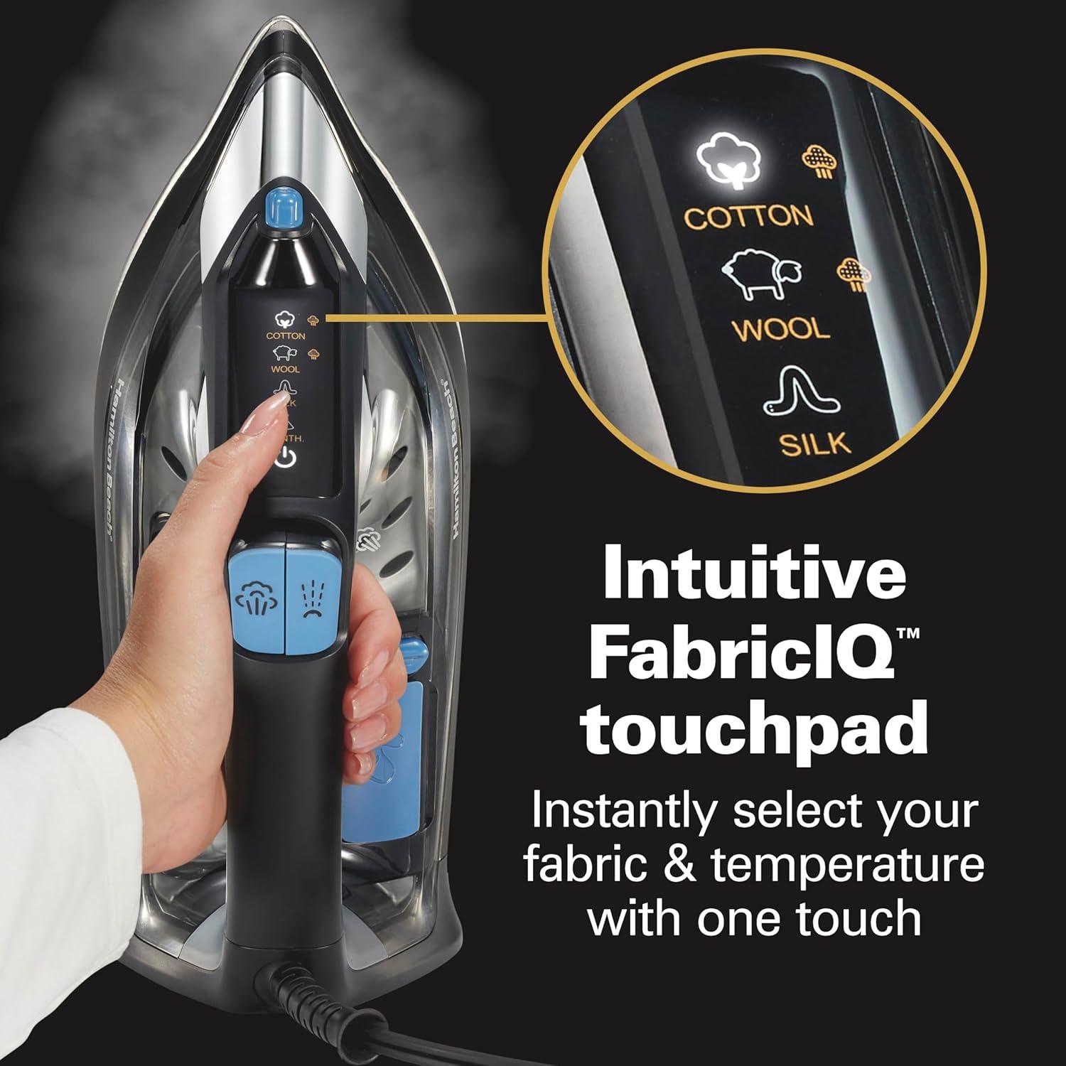 Plancha de Vapor Hamilton Beach 1800W con Pantalla Táctil 350ml