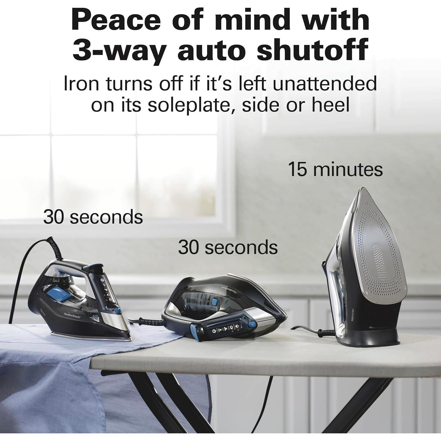 Plancha de Vapor Hamilton Beach 1800W con Pantalla Táctil 350ml