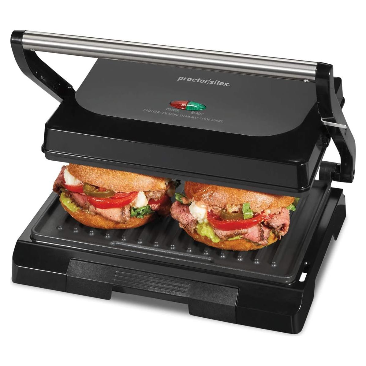 Prensa Panini y Grill Proctor Silex 1000W Compacto Negro