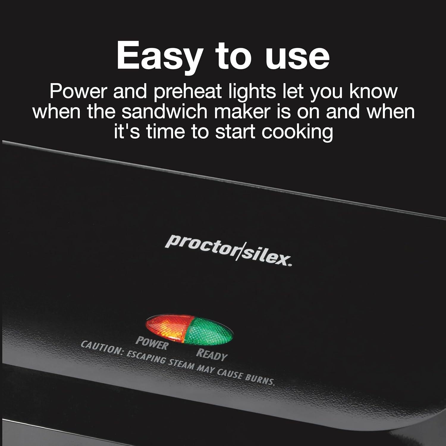 Prensa Panini y Grill Proctor Silex 1000W Compacto Negro