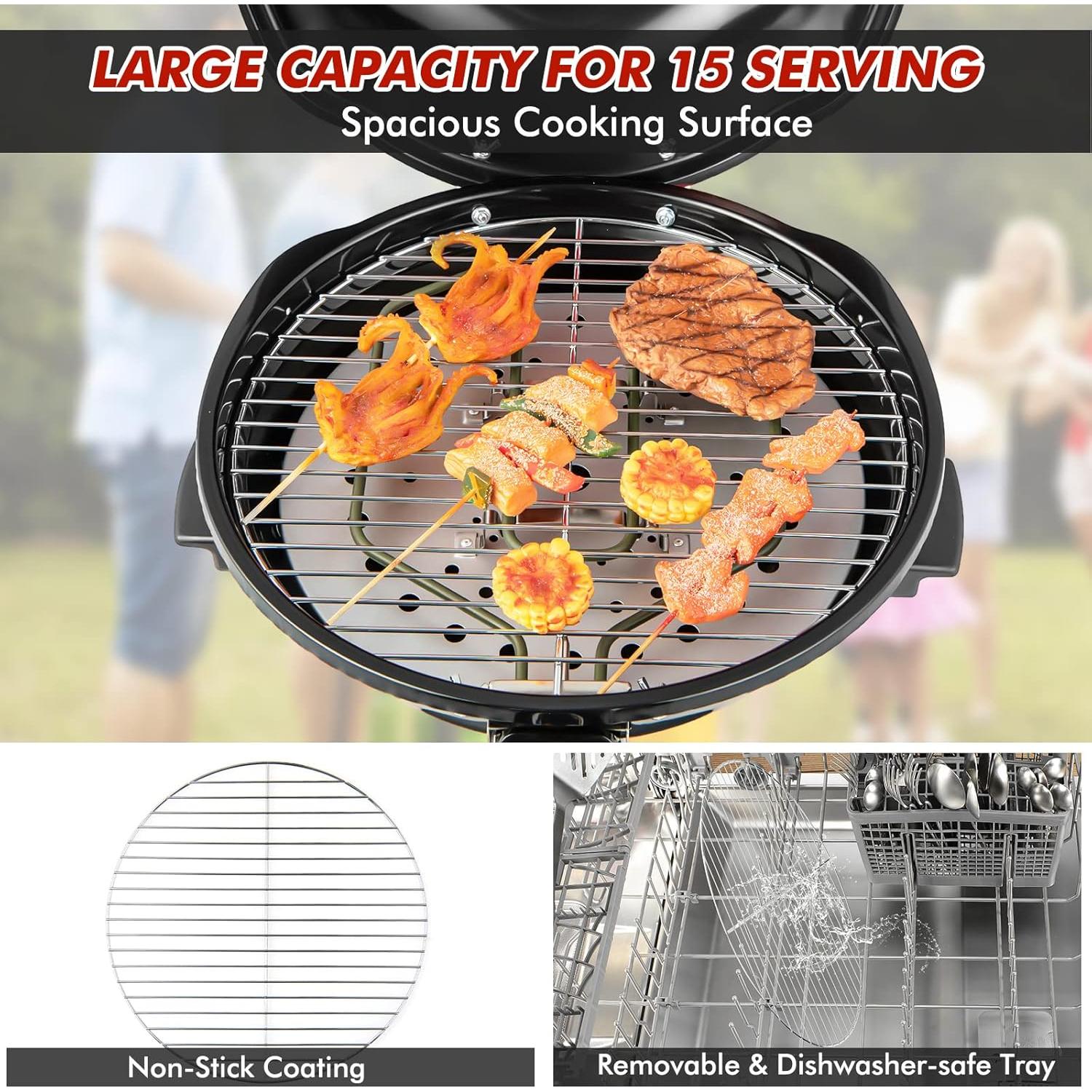 Parrilla Eléctrica Portátil HAPPYGRILL 1600W para 15 Porciones