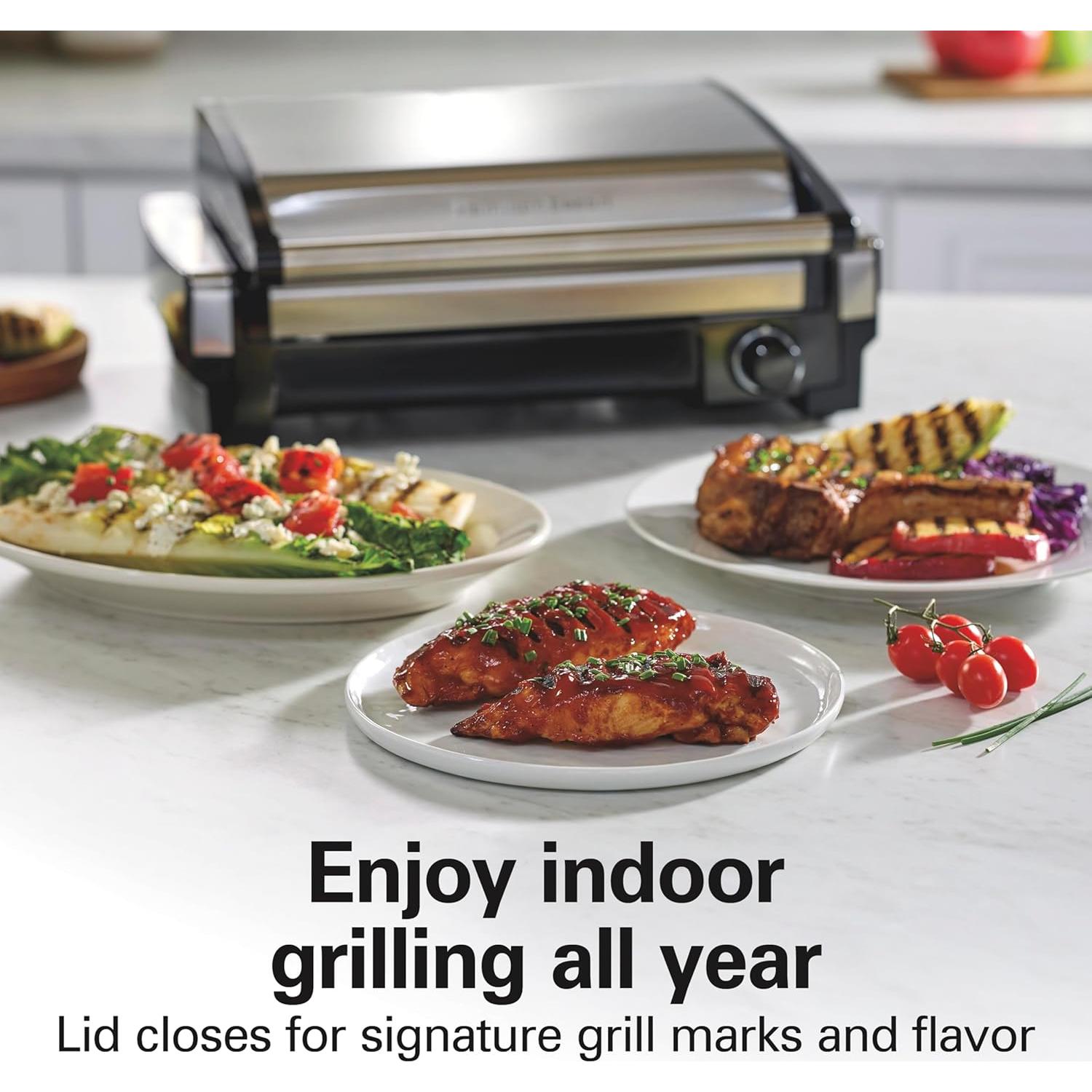 Parrilla Eléctrica Hamilton Beach 25360 con Control de Temperatura 232°C