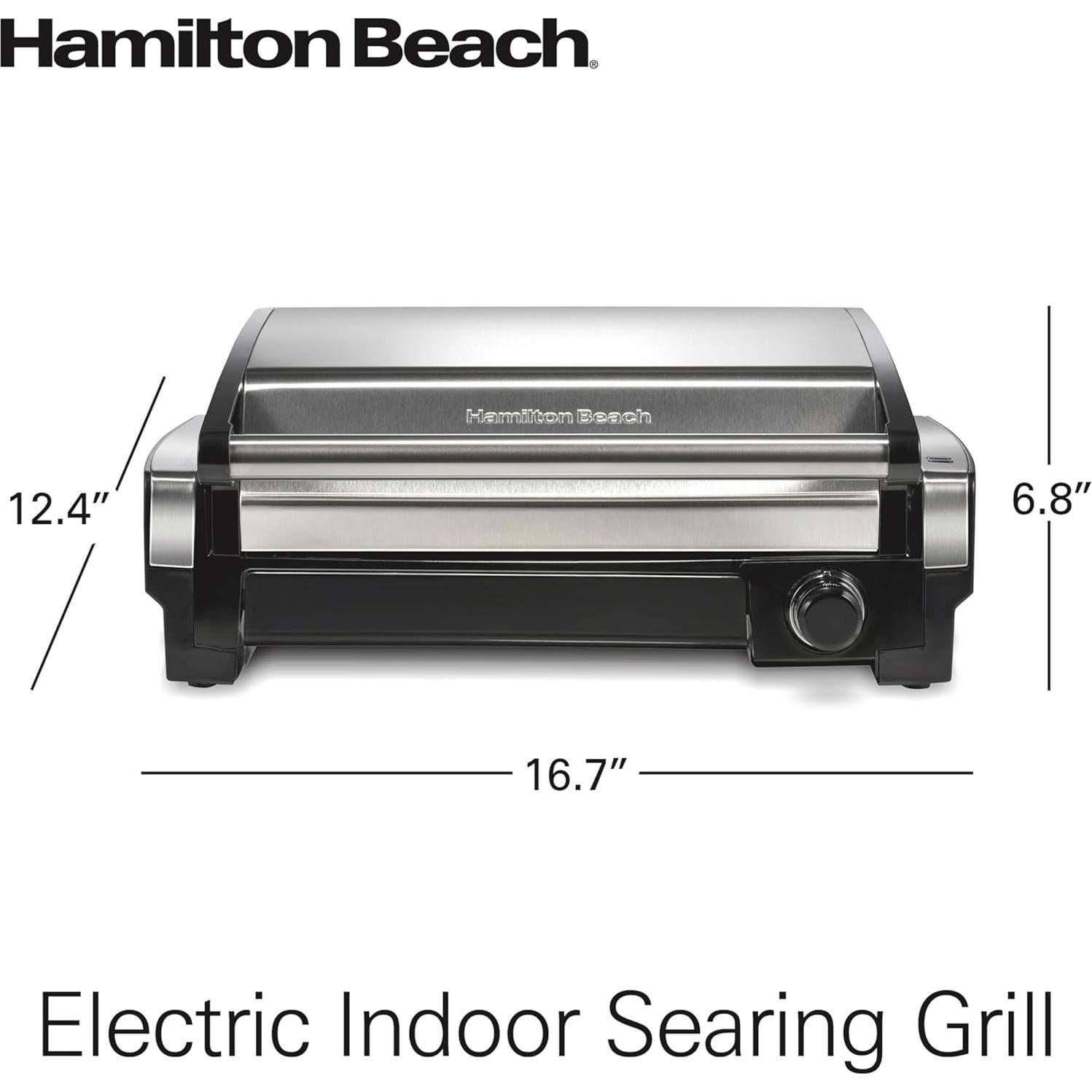 Parrilla Eléctrica Hamilton Beach 25360 con Control de Temperatura 232°C