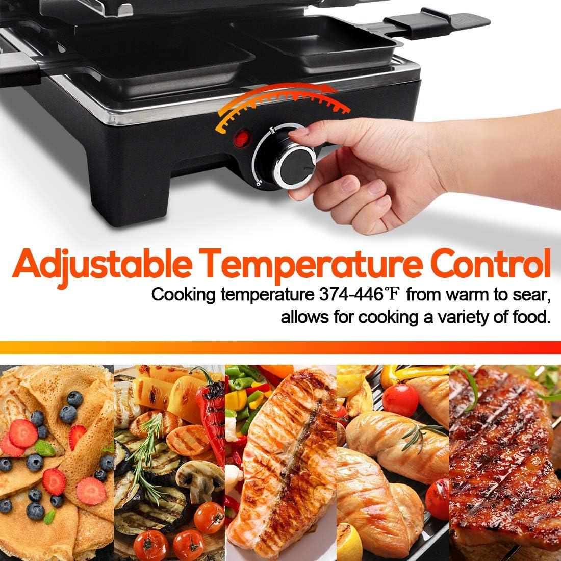 Parrilla Raclette Eléctrica CUSIMAX 1500W 2 en 1 con Control de Temperatura