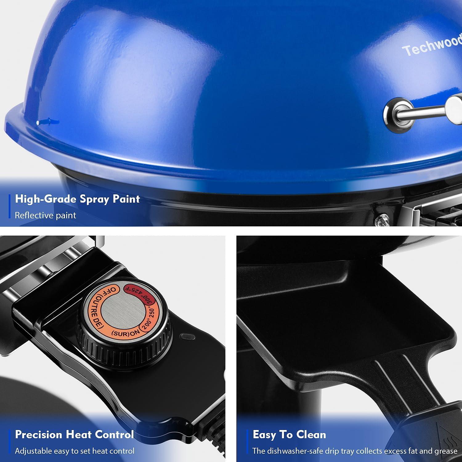 Parrilla Eléctrica Techwood para Exterior 1600W Azul