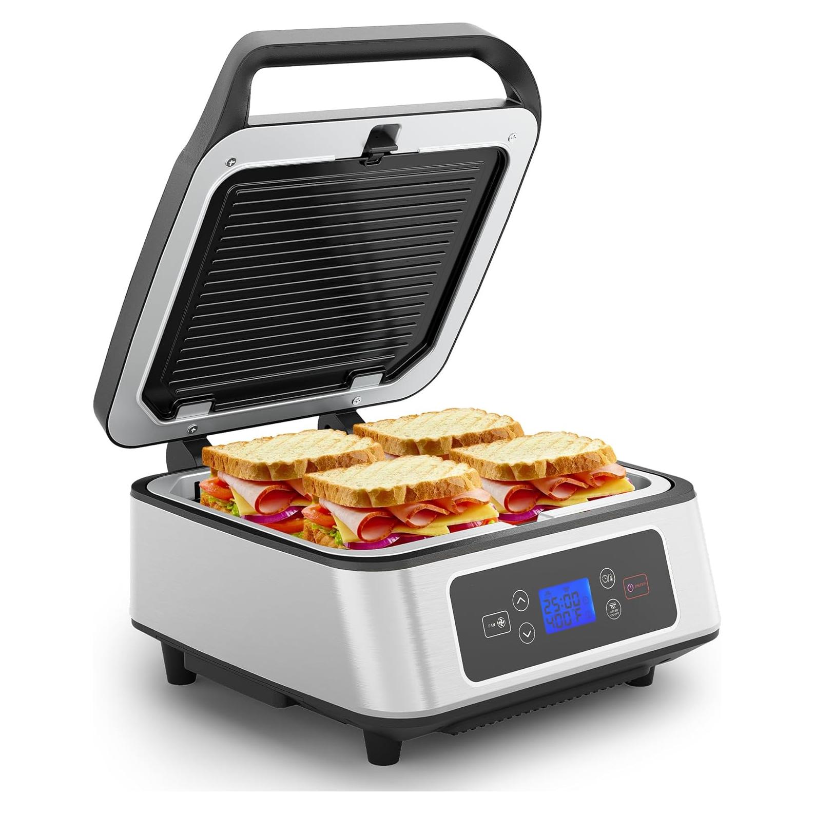 Parrilla Eléctrica Sin Humo Sunvivi 1300W con Elevación Automática