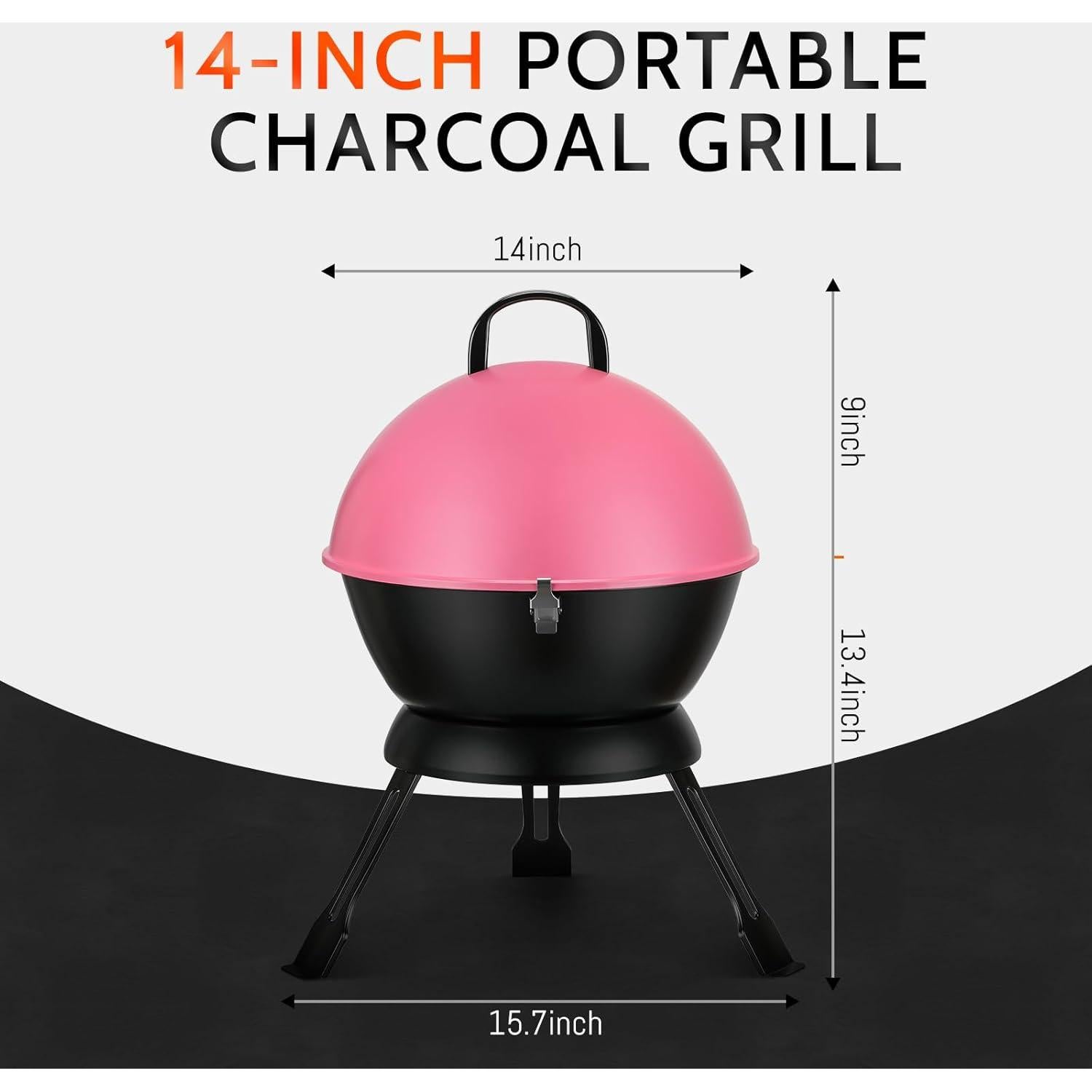 Parrilla Portátil MAISON BACKYARDS 35.5 cm Carbón Rosa
